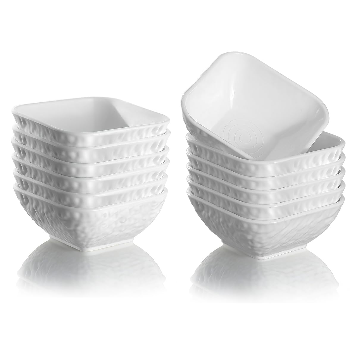 Kyraton Dipschalen Set 12 Stück 180ml, Weißes Kunststoff-Dippschalen Sojasauce-Teller für Beilagen, Condiment-Server für Tomatenmark, Ketchup, Essig, BBQ & Party, Mini-Appetizer-Teller.