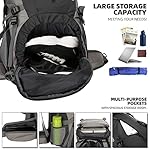 King'sGuard 70L Hiking Backpack with Rain Cover Lightweight Travel Backpack Waterproof Camping Backpack - Image 4