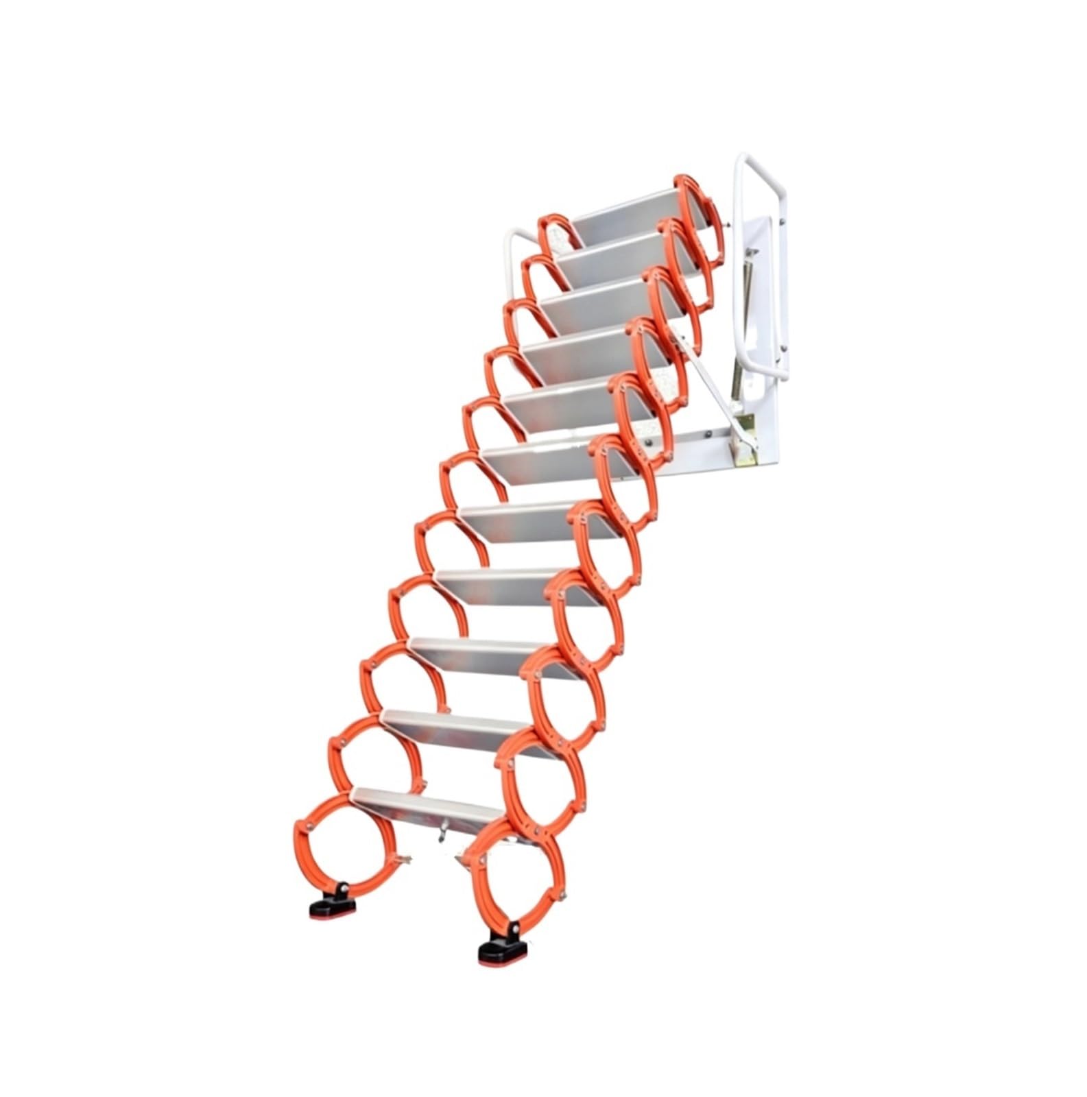 Attic ladders Wall Mounted Attic Ladder Retractable Folding Loft Ladder Pull Down System, for Roof Basement Warehouse(2.4~2.6m)