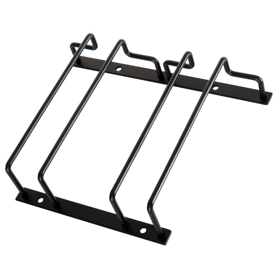 Dianoo 18 CM Black Wine Glass Rack, Under Cabinet Wine Glasses Holder, Hanging Stemware Rack for Cabinet Kitchen Bar 2 Rows - Image 2