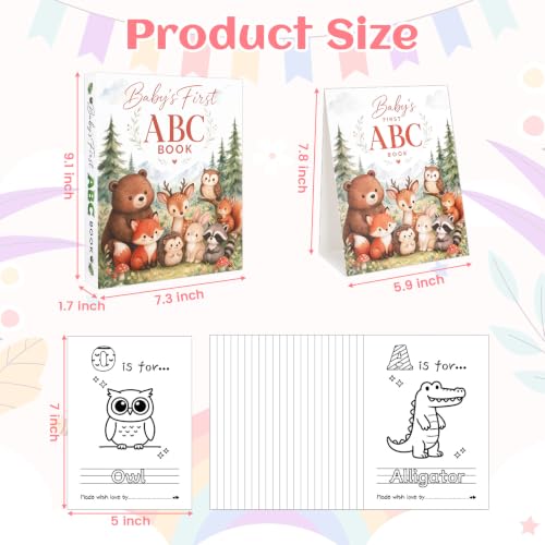 28 Pcs Baby First ABC Book Baby Shower Activity Keepsake Game, ABC Coloring Guest Book Alphabet 26 Alphabet A to Z Coloring Card, Interactive Guest Sign-in Memory Game for Celebration (Style C) - Image 2
