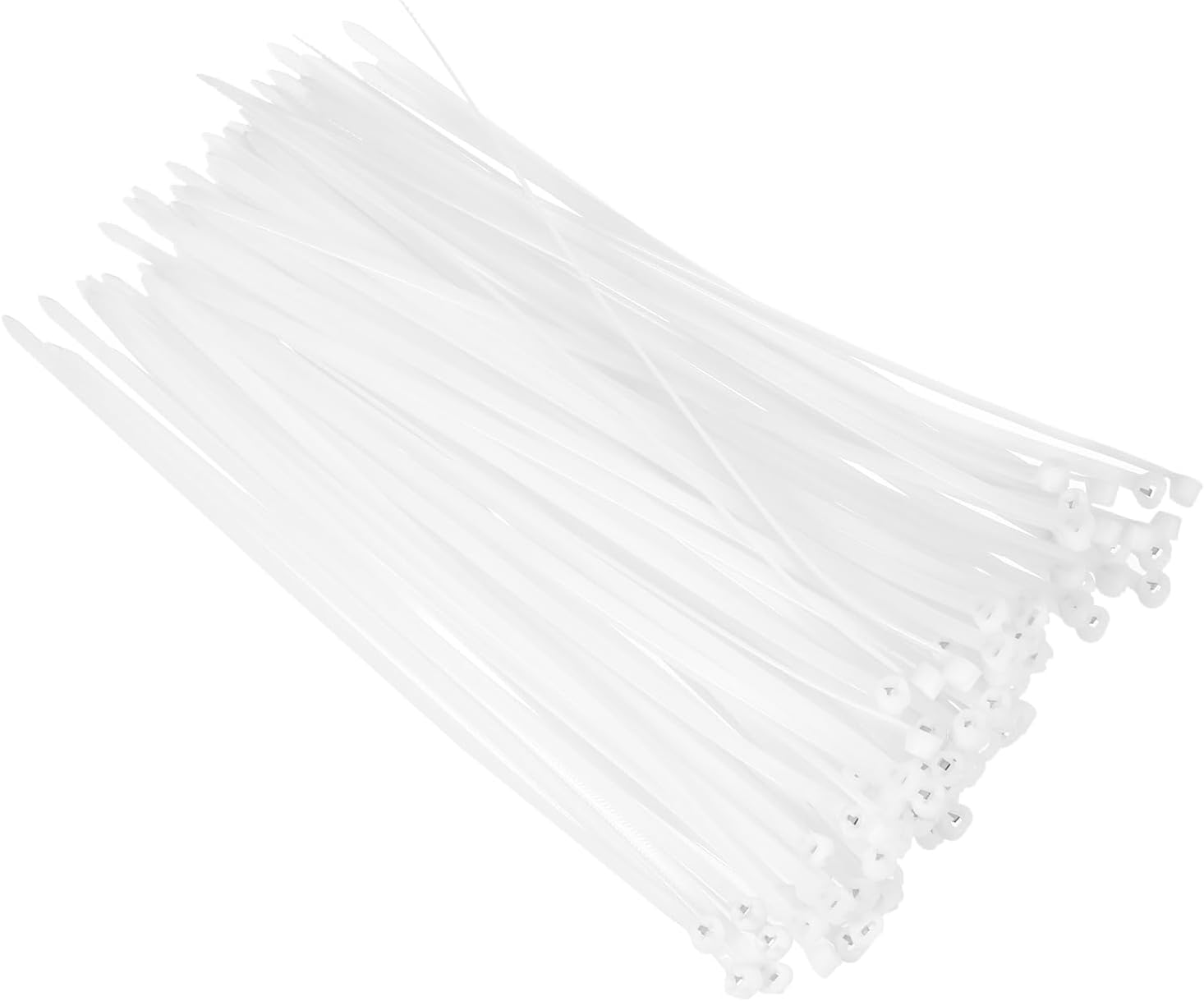 MECCANIXITY 100Pcs White Zip Ties 12 Inch, Cable Ties with Metal Tooth Stainless Steel Locking Device Nylon for Indoor Outdoor Garage