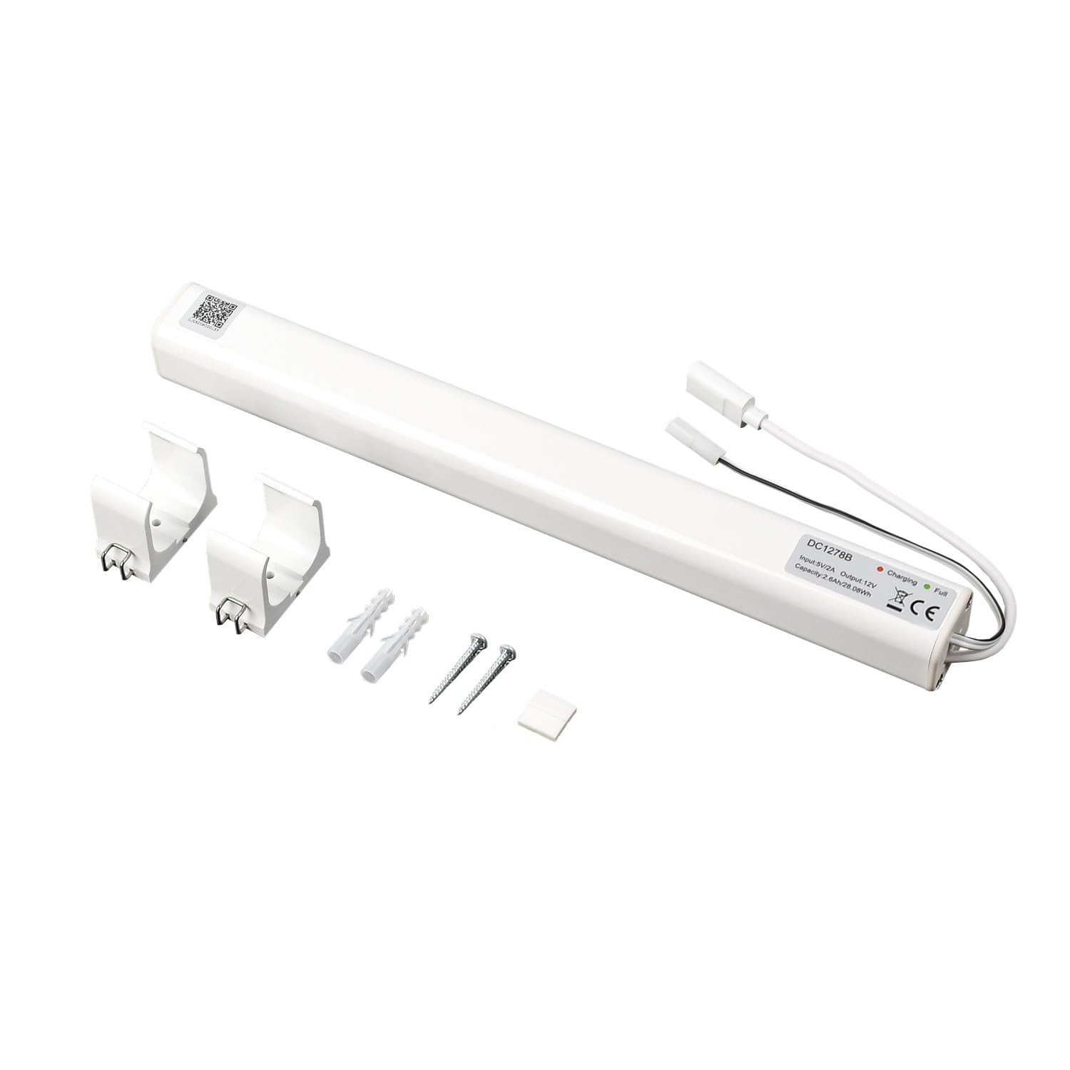 Rollerhouse 12V 2600mAh Li-ion Rechargeable Pack for Cordless Window Blinds & Shades – USB Charging Port, 2-Pin JST Connector – Compatible with