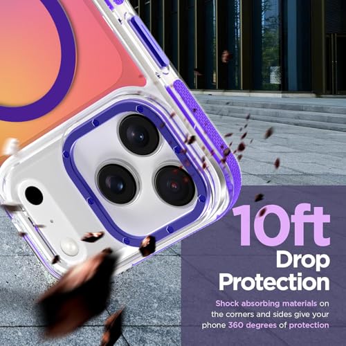 Image of Magnetic Case for iPhone 17 Pro Max [Compatible with Magsafe] [Cute Fashion Fluorescent Design] [1 Screen Protector] Slim Translucent Matte Case for iPhone 17 Pro Max 6.9 inch 2025, Purple