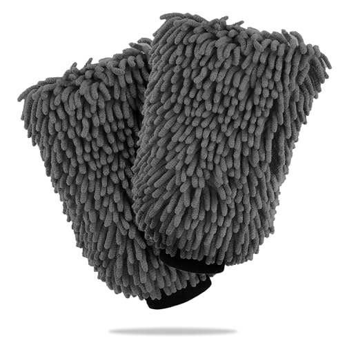 WASH&WHIPS Chenille Premium Scratch-Free Microfiber Lint-Free Wash Mitt - Regular Size, 8