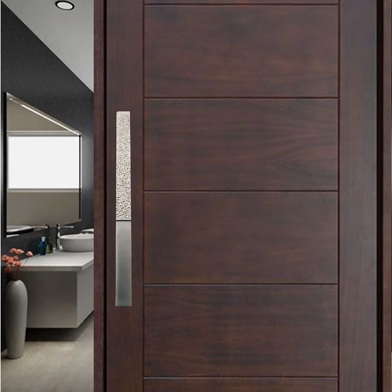 Silver Satin Aluminium Pull Handle - Cabinet & Door Hardware -11