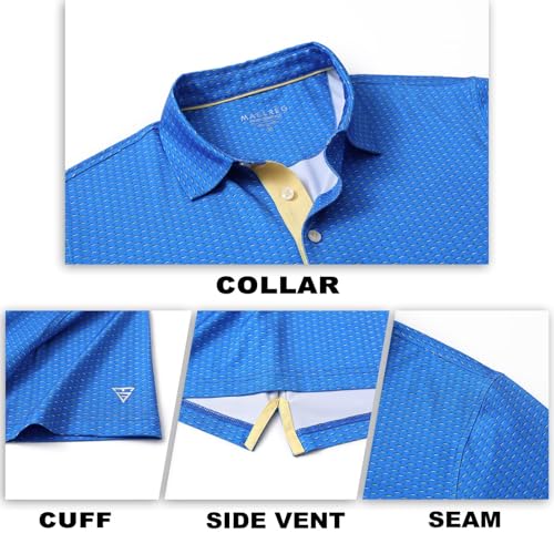 Image of M MAELREG Mens Golf Shirt Short Sleeve Dry Fit Print Moisture Wicking Performance Patterns Collared Polo Shirt