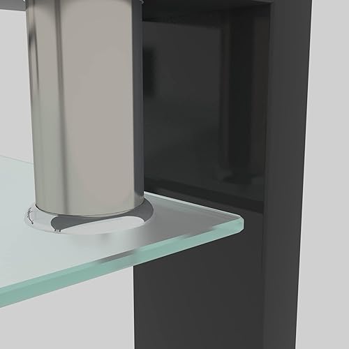 Miniatura 6 de Mesa de centro rectangular de cristal, mesa de centro transparente, mesas centrales laterales modernas, muebles para sala de estar, color negro