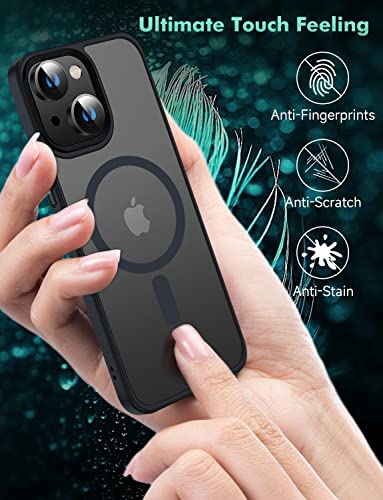 Mgnaooi Magnetic Case For Iphone 13 Mini Case [Mil-Grade Drop Tested & Compatible With Magsafe] Translucent Matte Back With Aluminum Alloy Keys, Anti-Fingerprint Anti-Scratch 5.4 Inch, Black #TOP5