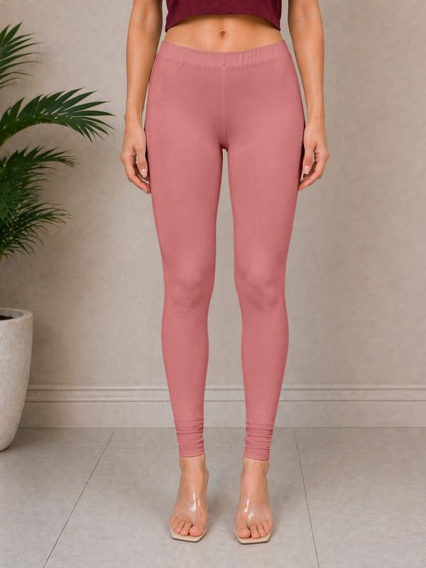 Image of TRENDMALLS Women's Microfiber Elastane Stretch Soft Churidar Length Leggings with Ultrasoft Waistband