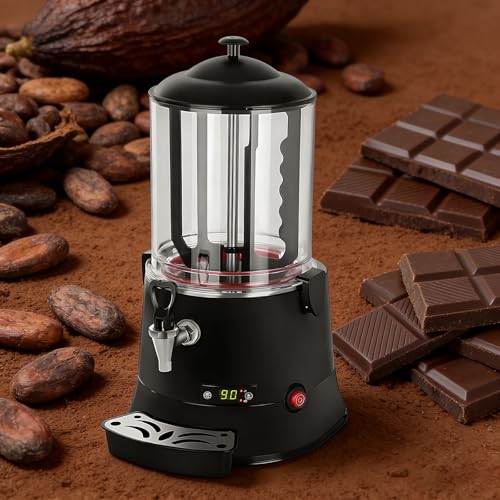 WDDEYYDS Máquina Automática de Chocolate Caliente 600W, Termomantenedor de Bebidas, con Mezclador Integrado y Controlador de Temperatura Ajustable (30-90°C), Equipada con Asa Resistente al Calor 10L