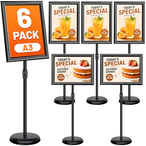 Stands de présentation pour restaurant et bureau lot de 6 porte-affiches A3