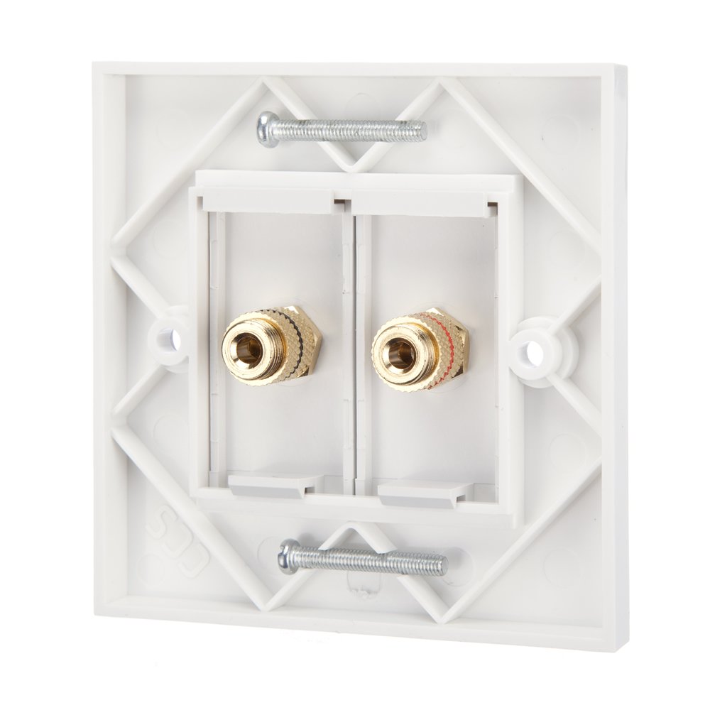 iSynq Single Channel Speaker Faceplate/Wall Outlet, Red & Black, Gold Plated Binding Post Connectors - Image 2