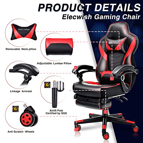 Artethys Video Gaming Chair Racing Office - Pu Leather High Back Ergonomic 170 Degree Adjustable Swivel Executive Computer Desk Task Large Size With Footrest,Headrest And Lumbar Support #TOP1