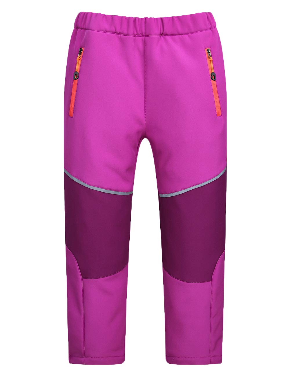 Echinodon Kinder Softshellhose mit Reflektor Gefüttert Hose Wasserabweisend Winddicht Atmungsaktiv Jungen Mädchen Outdoor Wandern Freizeit Hose Herbst Winter