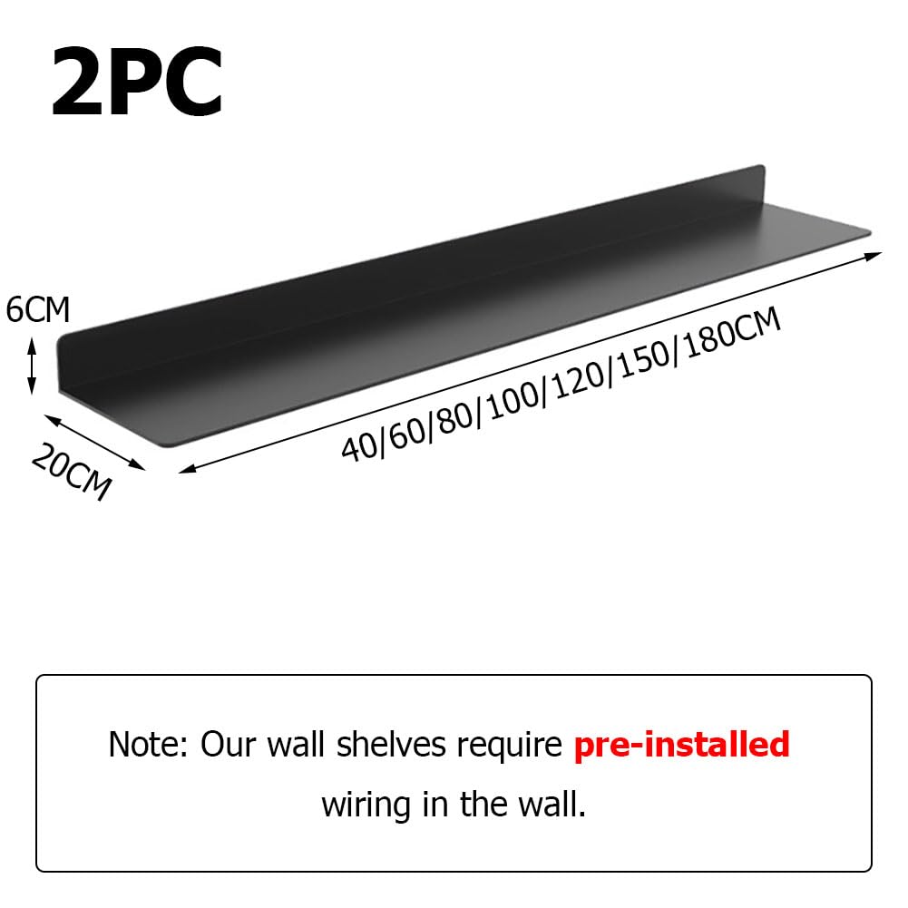 Juego De 2 Estantes Flotantes con Luces LED, Estante De Pared para Exhibición Colgante, Estantes Emisores De Luz Montados En La Pared De Metal,White 120cm