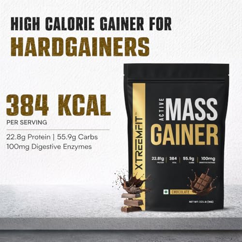 Image of Mass Gainer Protein Powder 1kg Chocolate Flavor | High Calorie Weight Gainer | Muscle Mass & Strength Builder | Protein + Carbs Blend | Fast Weight Gain Supplement, For Men & Women