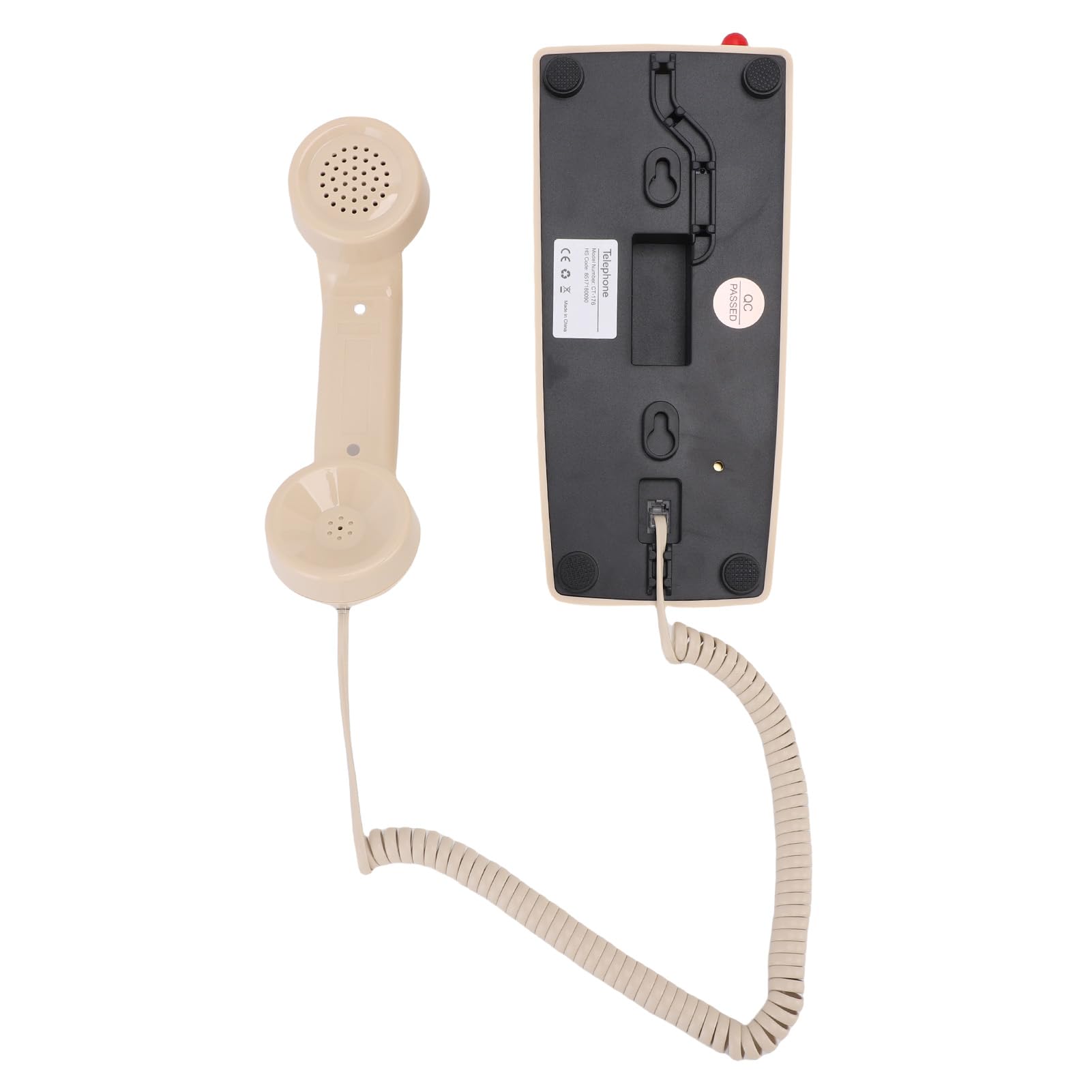 Telefon Stacjonarny w Stylu Retro, łatwy w Obsłudze, 3-stopniowy Poziom Głośności, Montowany na ścianie Telefon Stacjonarny do Domowego Biura, ścienny z funkcją