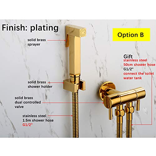 Douchette de bidet de toilette et kit de douche à main jet haute pression or
