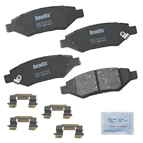 Image of Bendix Priority1 CFC1337 Ceramic Rear Brake Pads for Cadillac CTS 2014-2008, SRX 2016-2010, Chevrolet Camaro 2015-2010, Saab 9-4X 2011