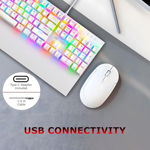Image of Ant Esports MK4100 RGB Mechanical Gaming Keyboard, Outemu Red Switches Linear & Silent - Chroma RGB - Magnetic Wrist Rest - Double Shot ABS Keycaps, Hot Swappable Switches - Mercury