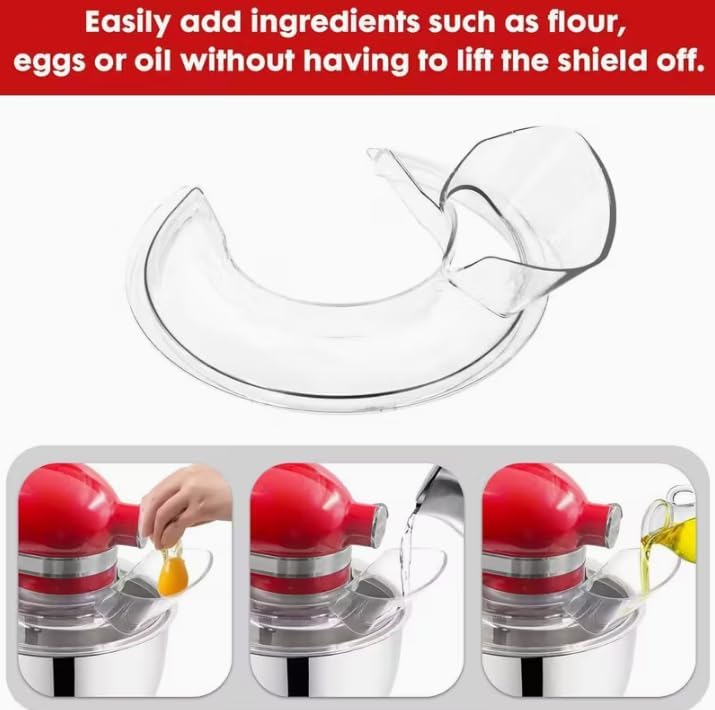 Tilt Guard Cover for KitchenAid 4.5-5QT Tilt-Head Stand Mixer, Transparent, Quilted Fabric, Splash-Proof, with Accessory Pockets