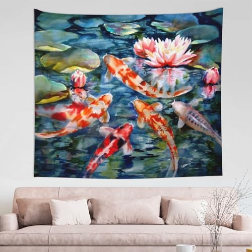 Tapisserie murale japonaise carpe koi GSGCSBYMLG 152x130 cm