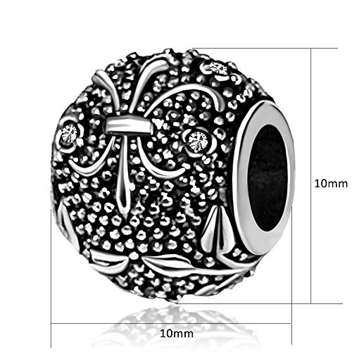 Fleur De Lis Flower Charm Birthday Birthstone Womens Beads Charms for Bracelets Family Grandma Mother Thanksgiving Christmas2