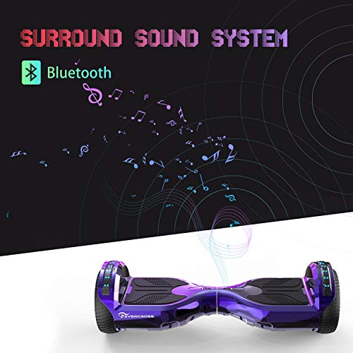Evercross Hoverboard, Hoverboard For Adults, Hoverboard With Seat Attachment, 6.5" Hover Board Self Balancing Scooter With Bluetooth Speaker & Led Lights, Suit For Adults And Kids (Purple) #TOP3