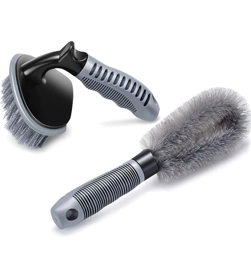 Image of Tire & Alloy Brush Set Deep Clean for Tyres & Rims | Wheel Cleaning Brush Set | Scratch-Free Bristles | Professional Car Detailing Tools