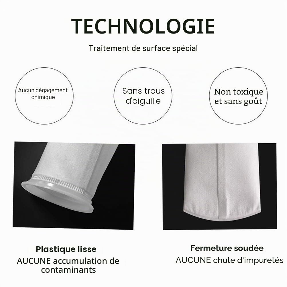 Lot de 2 sacs filtrants en feutre 1 micron – Anneau de 17,8 cm par 81,3 cm de long – Chaussettes filtrantes à eau liquide – 1 micron – 17,8 x 81,3 cm