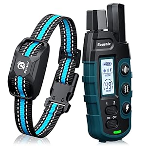 Bousnic Dog Shock Collar – 3300Ft Training Collar with Remote for 5-120lbs Small Medium Large Dogs Rechargeable Waterproof e Collar with Beep (1-8), Shake(1-16), Safe Shock(1-99) Modes (Blue)