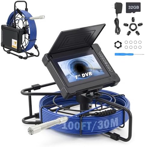 ZELCAN Camera Endoscopique avec 7" LCD Écran 12 LED Lumières Câbl...