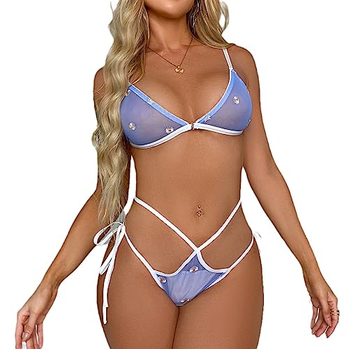 Bikini brodé rouge et ensemble de lingerie érotique pour nuit romantique