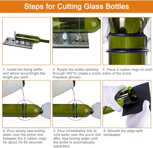 Image of Bottle Cutter DIY Tool for Bottle Neck & Round Bottle with Glass Cutter, Stainless Steel Cutting Machine Set for Wine, Beer, Liquor, Whiskey, Alcohol, Champagne, Soda Round Bottles
