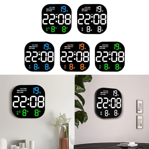 Horloge murale numérique LED avec télécommande et grand écran de table - 3