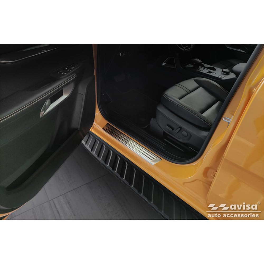 Avisa Stainless Steel Door sill protectors compatible with Ford Ranger VI 2022- 'Lines' - 4-pieces