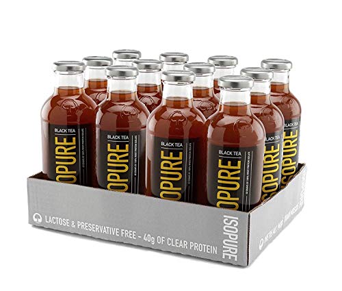 Isopure 40g Protein, Zero Carb Ready-To-Drink- Black Tea Lemon, 20 Ounce (Pack of 12)