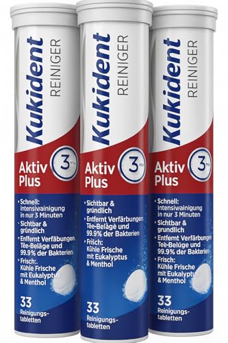 Kuki-dent - Pastillas limpiadoras de dientes Aktiv Plus (3 x 33 unidades) + pegatinas PurLife
