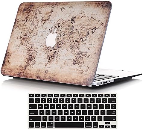 Lykoko Matte Plastic Hard Case Cover with Keyboard Cover for MacBook Air 13 Inch (Models: A1369 and A1466) (World Map #2)