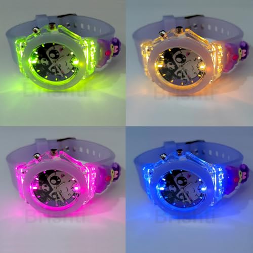 Image of Brishti 3D Cartoon Character Multicolored Glowing Digital Light and Girl's Analogue Wrist Watch | Unique 3D Cute Cartoon Character on Strap | Soft Silicone Strap | Suitable for Age 3-12 Year Kids