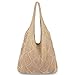 hatisan Crochet Bags for Women Summer Beach Tote Bag Aesthetic Tote Bag Hippie Bag Knit Bag (A-Khaki)