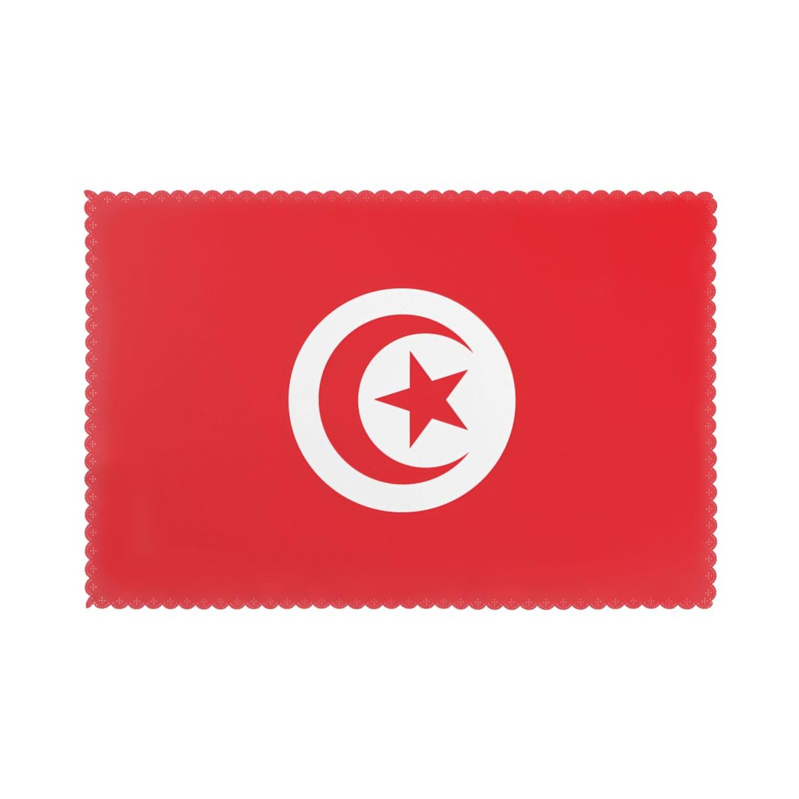 Tunisian flag Placemat set of 6, oil-proof, washable, suitable for kitchen, restaurant, party, etc.