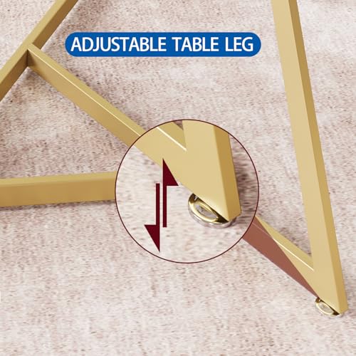 GarveeHome Dining Table Set for 2, Round Kitchen Table and Chairs for 2, 3 Piece Modern Dining Room Table Set, Kitchen Table Set for Small Space, Apartment, Gold Marble White