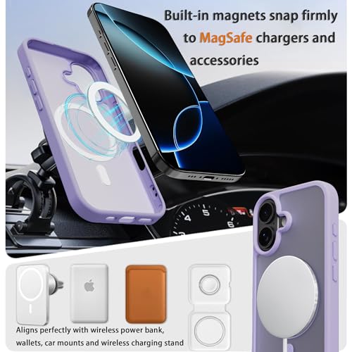 Image of Magnetic for iPhone 17 Phone Case, [Compatible with MagSafe], Screen Protector X1, [Military Grade Drop Protection],Matte Finish,Slim,Shockproof,Protective (Light Purple, 17)