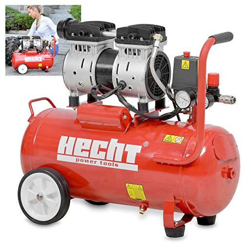 HECHT Mobiler Flüsterkompressor - 2 Stufen Druckluft Kompressor 8 Bar - 800W Leistung 24 Liter...