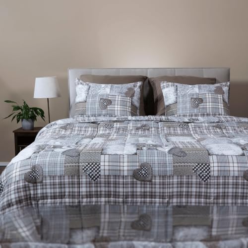 Zelesta Wonderbed Couette 4 Saisons - Sans Housse, Hiver et Été Chaude, Lavable, Hypoallergénique - Patchwork Hearts, 240x200