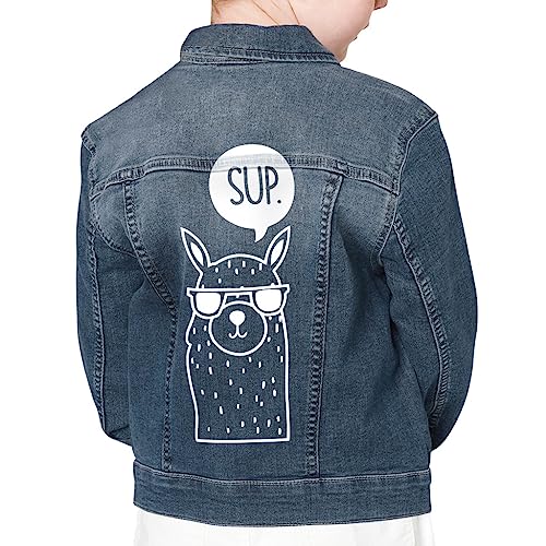 Sup Llama Kids' Denim Jacket - Funny Clothing - Llama Fan Gift