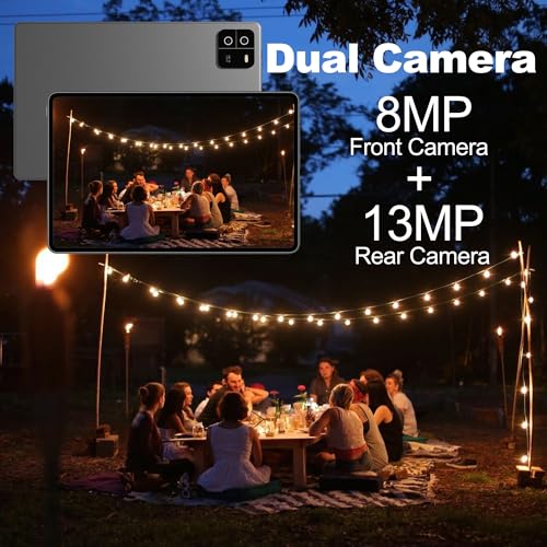 Image of Android 13 Tablet - 10.1 Inch Android Tablet with Case, 8GB RAM 128GB ROM 1TB Expand, Quad-Core Processor, 1280 x 800 IPS HD Touch Screen, 8000mAh Battery, GPS, WiFi,Bluetooth, Dark Grey