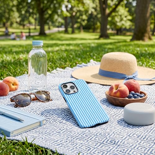 Coque iPhone 15 Pro Max mignonne à rayures bleues idée cadeau femme - 6